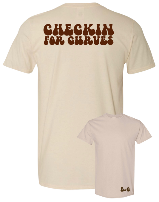 Checking for Curves T-Shirt – Brown & Confident